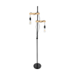 GloboStar® MINDELO 02034 Μοντέρνο Επιδαπέδιο Φωτιστικό Μονόφωτο 2 x E27 IP20 Μαύρο Μέταλλο με Μπεζ Ξύλο - Μ40 x Π24 x Υ175cm