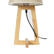 GloboStar® TAKIKO 02042 Μοντέρνο Επιτραπέζιο Φωτιστικό Μονόφωτο 1 x E27 AC220-240V IP20 - Φ25 x Υ48cm - Μπεζ Ξύλινη Βάση & Μπεζ Πλεκτό Καπέλο