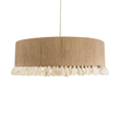 GloboStar® PUERTORICO 02095 Boho Κρεμαστό Φωτιστικό Καπέλο Τριφωτο 3 x E27 IP20 Μπεζ & Λευκό Σχοινί - Μ80 x Π80 x Υ27cm
