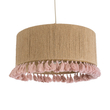 GloboStar® PUERTORICO 02096 Boho Κρεμαστό Φωτιστικό Καπέλο Μονόφωτο 1 x E27 IP20 Μπεζ & Ροζ Σχοινί - Μ50 x Π50 x Υ27cm