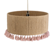 GloboStar® PUERTORICO 02096 Boho Κρεμαστό Φωτιστικό Καπέλο Μονόφωτο 1 x E27 IP20 Μπεζ & Ροζ Σχοινί - Μ50 x Π50 x Υ27cm
