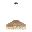 GloboStar® PUERTORICO 02098 Boho Κρεμαστό Φωτιστικό Καμπάνα Μονόφωτο 1 x E27 IP20 Μπεζ & Λευκό Σχοινί - Μ50 x Π50 x Υ25cm