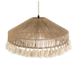 GloboStar® PUERTORICO 02098 Boho Κρεμαστό Φωτιστικό Καμπάνα Μονόφωτο 1 x E27 IP20 Μπεζ & Λευκό Σχοινί - Μ50 x Π50 x Υ25cm