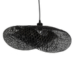 GloboStar® MEXICO 02201 Boho Κρεμαστό Φωτιστικό Πλέγμα Μονόφωτο 1 x E27 IP20 Μαύρο Ξύλο - Μ65 x Π45 x Υ18cm
