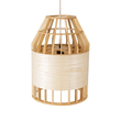 GloboStar® GALIA 02219 Boho Κρεμαστό Φωτιστικό Πλέγμα Μονόφωτο 1 x E27 IP20 Μπεζ & Καφέ Ξύλο - Μ30 x Π30 x Υ40cm