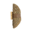 GloboStar® GUAVA 02222 Boho Επιτοίχιο Φωτιστικό Απλίκα Δίφωτο 2 x G9 IP20 Μπεζ Ξύλο με Μπεζ Δέρμα - Μ11 x Π13 x Υ30cm