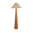 GloboStar® MASPALOMAS 02292 Boho Επιδαπέδιο Φωτιστικό Μονόφωτο 1 x E27 IP20 Καφέ Ξύλο με Μπεζ Ύφασμα - Μ55 x Π55 x Υ145cm