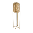 GloboStar® MEILANI 02301 Boho Επιδαπέδιο Φωτιστικό Μονόφωτο 1 x E27 IP20 Χρυσό Μέταλλο με Μπεζ Ξύλο - Μ40 x Π40 x Υ150cm