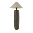 GloboStar® OLIANA 02315 Boho Επιδαπέδιο Φωτιστικό Μονόφωτο 1 x E27 IP20 Γκρι Κεραμικό με Μπεζ Ύφασμα - Μ55 x Π55 x Υ110cm