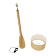 GloboStar® BERKBAY 02318 Boho Επιδαπέδιο Φωτιστικό Μονόφωτο 1 x E27 IP20 Μπεζ Ξύλο με Μπεζ Ύφασμα - Μ50 x Π50 x Υ150cm