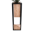 GloboStar® Artificial Garden CASSIANO 20752 Επιδαπέδιο Μεταλλικό Τσιμεντένιο Κασπώ Γλάστρα - Flower Pot Καφέ με Μαύρο Μ36 x Π36 x Υ120cm