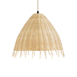 GloboStar® AQUATIC 01742 Boho Κρεμαστό Φωτιστικό Καμπάνα Μονόφωτο 1 x E27 IP20 Μπεζ Ξύλο - Μ40 x Π40 x Υ36cm