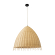 GloboStar® AQUATIC 01743 Boho Κρεμαστό Φωτιστικό Καμπάνα Μονόφωτο 1 x E27 IP20 Μπεζ Ξύλο - Μ60 x Π60 x Υ60cm