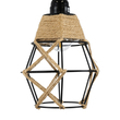 GloboStar® BELLARIVA 01961 Boho Επιτοίχιο Φωτιστικό Απλίκα Μονόφωτο 1 x E27 IP20 Μαύρο Μέταλλο, Μπεζ Σχοινί με Μπεζ Ξύλο - Μ10 x Π30 x Υ43cm