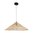 GloboStar® KAIA 02346 Boho Κρεμαστό Φωτιστικό Καμπάνα Μονόφωτο 1 x E27 IP20 Μπεζ Ξύλο - Μ60 x Π60 x Υ20cm