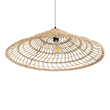 GloboStar® KAIA 02346 Boho Κρεμαστό Φωτιστικό Καμπάνα Μονόφωτο 1 x E27 IP20 Μπεζ Ξύλο - Μ60 x Π60 x Υ20cm