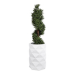 GloboStar® Artificial Garden VARENNA 20743 Επιδαπέδιο Πολυεστερικό Τσιμεντένιο Κασπώ Γλάστρα - Flower Pot Λευκό Φ40 x Υ60cm