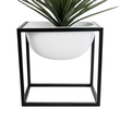 GloboStar® Artificial Garden FIORI 20754 Επιδαπέδιο Μεταλλικό Τσιμεντένιο Κασπώ Γλάστρα - Flower Pot Λευκό με Μαύρο Μ60 x Π40 x Υ60cm