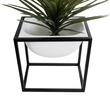 GloboStar® Artificial Garden FIORI 20754 Επιδαπέδιο Μεταλλικό Τσιμεντένιο Κασπώ Γλάστρα - Flower Pot Λευκό με Μαύρο Μ60 x Π40 x Υ60cm