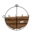 GloboStar® Artificial Garden KOUFONISIA 20562 Κρεμαστό Διακοσμητικό Κασπώ Γλάστρα - Flower Pot από Φλοιό Καρύδας Καφέ με Μαύρη Μεταλλική Βάση Φ30 x Υ33cm