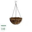GloboStar® Artificial Garden KARYSTOS 20563 Κρεμαστό Διακοσμητικό Κασπώ Γλάστρα - Flower Pot από Φλοιό Καρύδας Καφέ με Μαύρη Μεταλλική Βάση Φ30 x Υ15cm