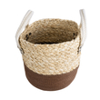 GloboStar® Artificial Garden CAROLINA 20578 Διακοσμητικό Πλεκτό Κασπώ Γλάστρα - Flower Pot Μπεζ με Καφέ και Λευκό Φ23 x Υ23cm