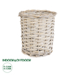 GloboStar® Artificial Garden DOMINGO 20591 Διακοσμητικό Πλεκτό Καλάθι - Κασπώ Γλάστρα - Flower Pot Λευκό με Μπεζ Φ16 x Υ18cm