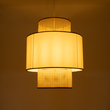 GloboStar® SAIGE 01917 Boho Κρεμαστό Φωτιστικό Πλέγμα Μονόφωτο 1 x E27 IP20 Μπεζ Ξύλο με Μπεζ & Μαύρο Ύφασμα - Μ50 x Π50 x Υ60cm