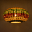 GloboStar® CABALLEROS 02056 Boho Κρεμαστό Φωτιστικό Πλέγμα Μονόφωτο 1 x E27 IP20 Πολύχρωμο Ξύλο - Μ70 x Π70 x Υ36cm
