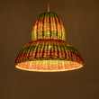 GloboStar® CABALLEROS 02057 Boho Κρεμαστό Φωτιστικό Καμπάνα Μονόφωτο 1 x E27 IP20 Πολύχρωμο Ξύλο - Μ40 x Π40 x Υ30cm