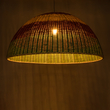 GloboStar® CABALLEROS 02062 Boho Κρεμαστό Φωτιστικό Καμπάνα Μονόφωτο 1 x E27 IP20 Πολύχρωμο Ξύλο - Μ100 x Π100 x Υ53cm