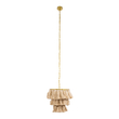 GloboStar® MISSOULA 02084 Boho Κρεμαστό Φωτιστικό Σχοινί Μονόφωτο 1 x E27 IP20 Μπεζ Ύφασμα με Χρυσό Μέταλλο - Μ30 x Π30 x Υ40cm