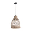 GloboStar® ECUADOR 02118 Boho Κρεμαστό Φωτιστικό Πλέγμα Μονόφωτο 1 x E27 IP20 Μπεζ Rattan - Μ25 x Π25 x Υ35cm