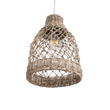 GloboStar® ECUADOR 02118 Boho Κρεμαστό Φωτιστικό Πλέγμα Μονόφωτο 1 x E27 IP20 Μπεζ Rattan - Μ25 x Π25 x Υ35cm