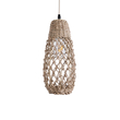 GloboStar® ECUADOR 02119 Boho Κρεμαστό Φωτιστικό Πλέγμα Μονόφωτο 1 x E27 IP20 Μπεζ Rattan - Μ15 x Π15 x Υ35cm