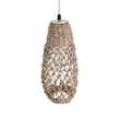 GloboStar® ECUADOR 02119 Boho Κρεμαστό Φωτιστικό Πλέγμα Μονόφωτο 1 x E27 IP20 Μπεζ Rattan - Μ15 x Π15 x Υ35cm