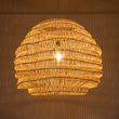 GloboStar® OREGON 02207 Boho Κρεμαστό Φωτιστικό Πλέγμα Μονόφωτο 1 x E27 IP20 Μπεζ Ξύλο - Μ80 x Π80 x Υ65cm