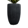 GloboStar® Artificial Garden CASTLE 20793 Διακοσμητικό Πολυεστερικό Τσιμεντένιο Κασπώ Γλάστρα - Flower Pot Μαύρο Φ35 x Υ54cm