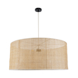 GloboStar® YOTTO 01823 Boho Κρεμαστό Φωτιστικό Καπέλο Τρίφωτο 3 x E27 IP20 Μπεζ Ξύλο - Μ90 x Π90 x Υ40cm