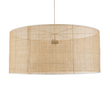 GloboStar® YOTTO 01823 Boho Κρεμαστό Φωτιστικό Καπέλο Τρίφωτο 3 x E27 IP20 Μπεζ Ξύλο - Μ90 x Π90 x Υ40cm