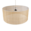 GloboStar® YOTTO 01823 Boho Κρεμαστό Φωτιστικό Καπέλο Τρίφωτο 3 x E27 IP20 Μπεζ Ξύλο - Μ90 x Π90 x Υ40cm