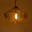 GloboStar® KENTUCKY 01863 Vintage Κρεμαστό Φωτιστικό Πλέγμα Μονόφωτο 1 x E27 IP20 Καφέ Μέταλλο - Μ40 x Π40 x Υ30cm