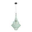 GloboStar® KENTUCKY 01873 Vintage Κρεμαστό Φωτιστικό Πλέγμα Μονόφωτο 1 x E27 IP20 Τιρκουάζ Μέταλλο - Μ35 x Π35 x Υ60cm