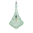 GloboStar® KENTUCKY 01873 Vintage Κρεμαστό Φωτιστικό Πλέγμα Μονόφωτο 1 x E27 IP20 Τιρκουάζ Μέταλλο - Μ35 x Π35 x Υ60cm