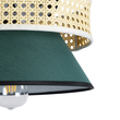 GloboStar® SAIGE 01915 Boho Κρεμαστό Φωτιστικό Πλέγμα Μονόφωτο 1 x E27 IP20 Μπεζ Ξύλο με Μαύρο & Πράσινο Ύφασμα - Μ30 x Π30 x Υ22cm