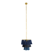 GloboStar® MISSOULA 02085 Boho Κρεμαστό Φωτιστικό Σχοινί Μονόφωτο 1 x E27 IP20 Μπλε & Μαύρο Ύφασμα με Χρυσό Μέταλλο - Μ30 x Π30 x Υ40cm