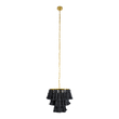 GloboStar® MISSOULA 02087 Boho Κρεμαστό Φωτιστικό Σχοινί Μονόφωτο 1 x E27 IP20 Μαύρο Ύφασμα με Χρυσό Μέταλλο - Μ30 x Π30 x Υ40cm