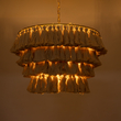 GloboStar® MISSOULA 02088 Boho Κρεμαστό Φωτιστικό Σχοινί Μονόφωτο 1 x E27 IP20 Μπεζ Ύφασμα με Χρυσό Μέταλλο - Μ60 x Π60 x Υ40cm