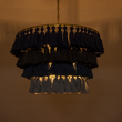 GloboStar® MISSOULA 02089 Boho Κρεμαστό Φωτιστικό Σχοινί Μονόφωτο 1 x E27 IP20 Πολύχρωμο Ύφασμα με Χρυσό Μέταλλο - Μ60 x Π60 x Υ40cm