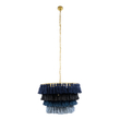 GloboStar® MISSOULA 02089 Boho Κρεμαστό Φωτιστικό Σχοινί Μονόφωτο 1 x E27 IP20 Πολύχρωμο Ύφασμα με Χρυσό Μέταλλο - Μ60 x Π60 x Υ40cm